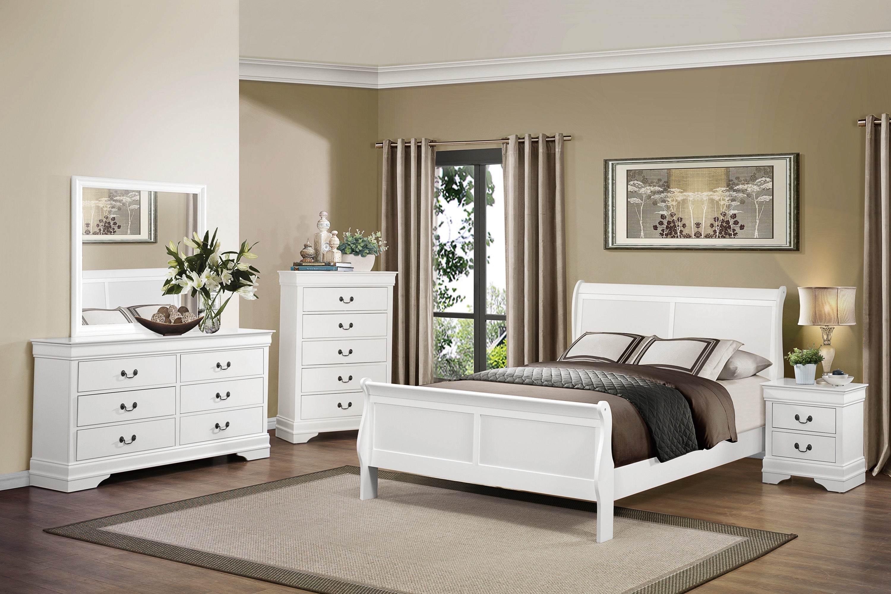 Mayville White Queen Sleigh Bed - SET | 2147W-1 | 2147W-3 - Bien Home Furniture & Electronics