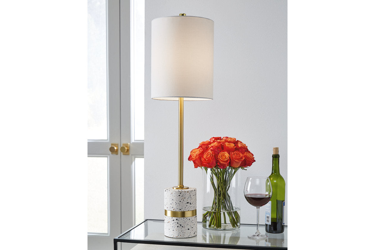 Maywick White/Brass Finish Table Lamp - L235674 - Bien Home Furniture & Electronics