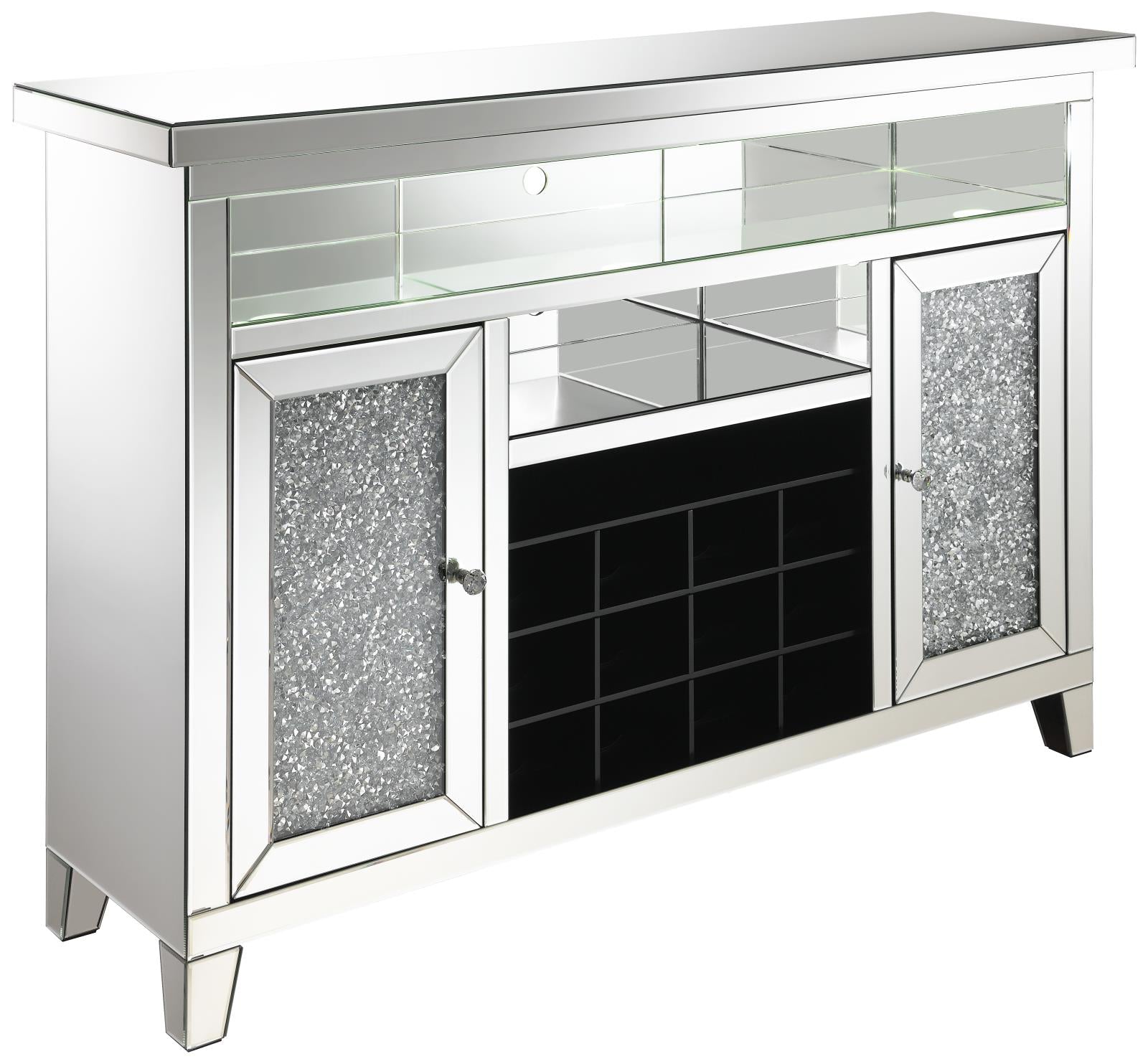 Melinda 2-Door Wine Cabinet with Lighting Mirror - 183627 - Bien Home Furniture & Electronics