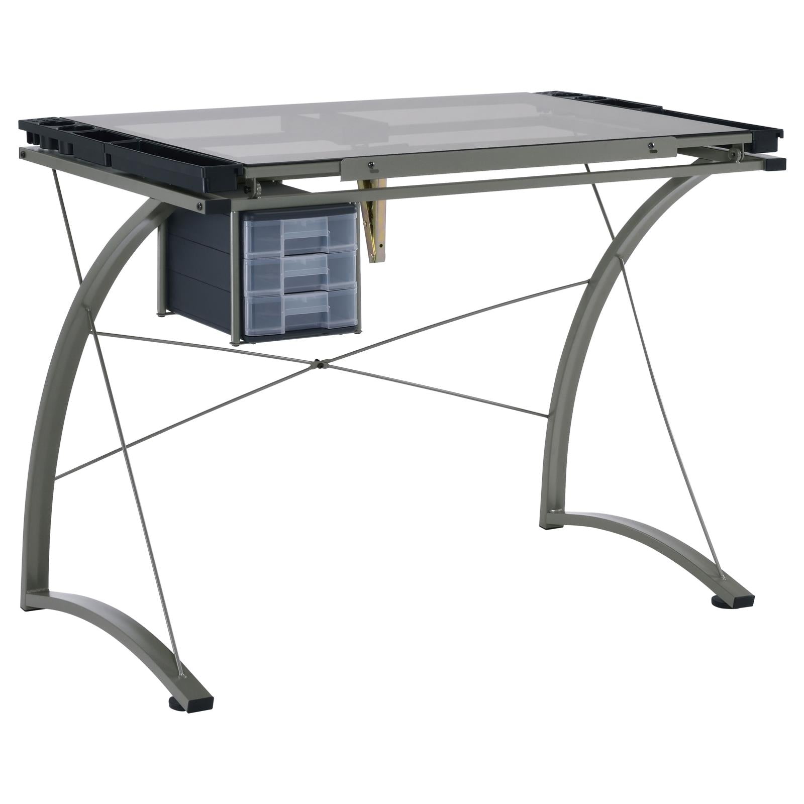 Melo Champagne 3-Drawer Drafting Desk - 800986 - Bien Home Furniture &amp; Electronics