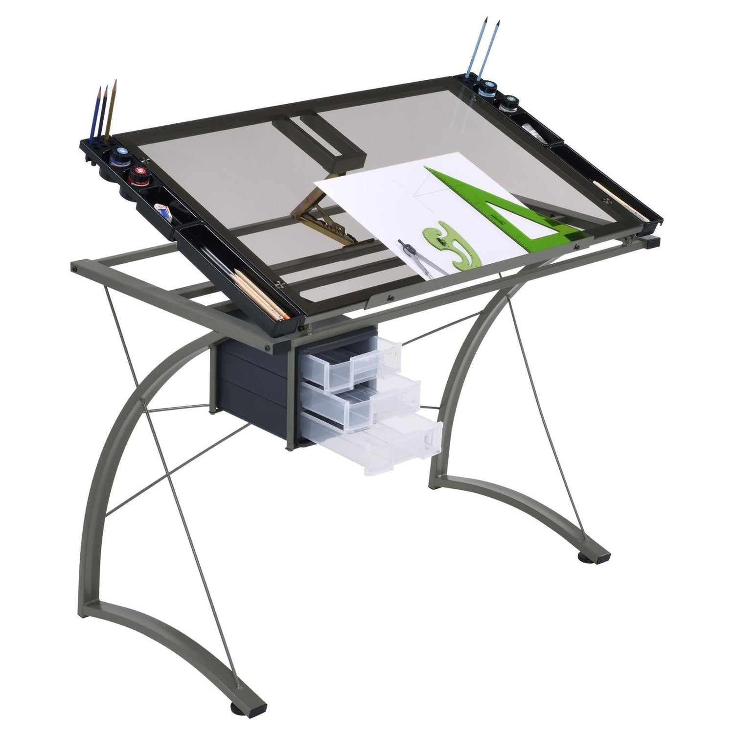 Melo Champagne 3-Drawer Drafting Desk - 800986 - Bien Home Furniture & Electronics
