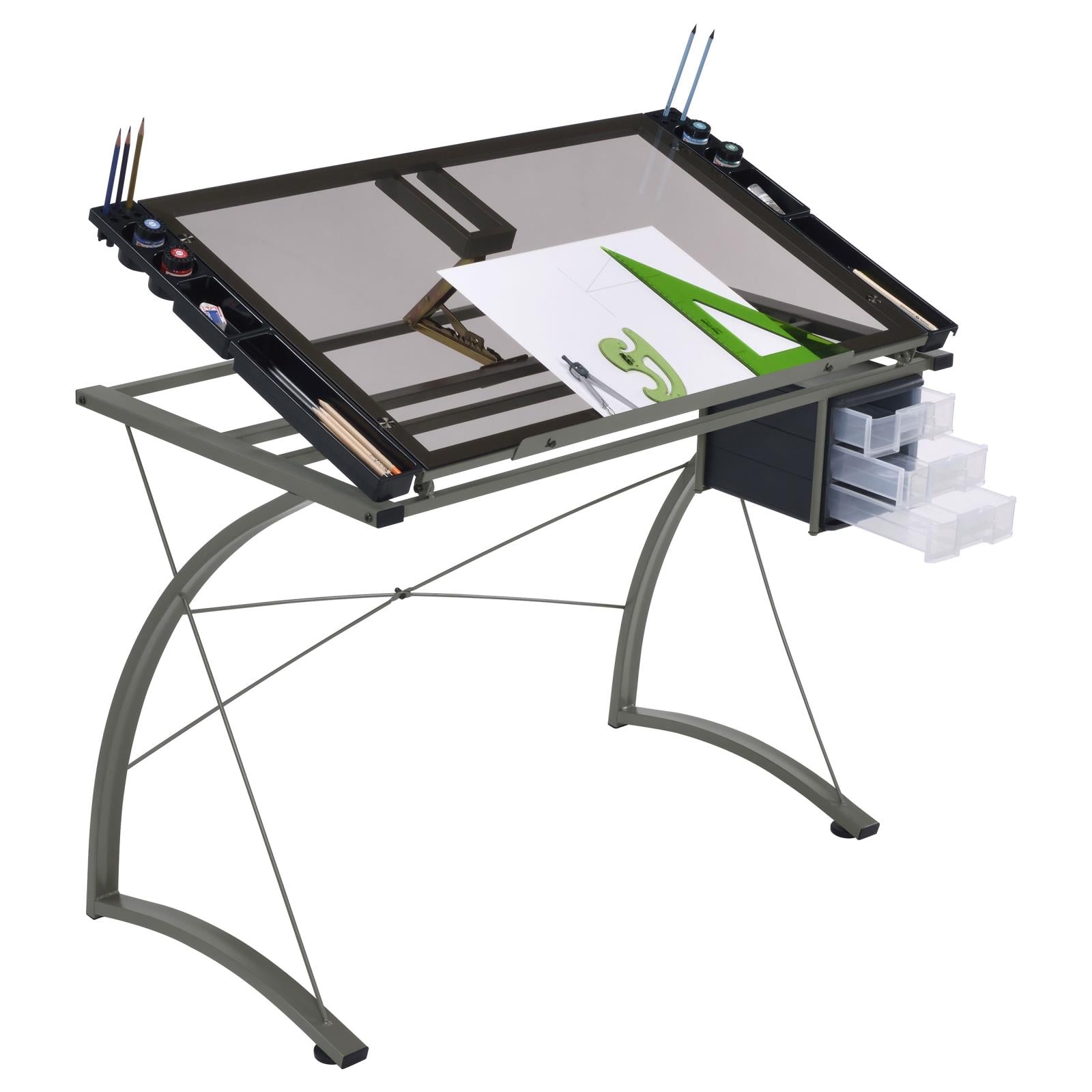 Melo Champagne 3-Drawer Drafting Desk - 800986 - Bien Home Furniture & Electronics