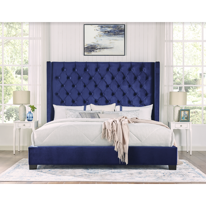 Melody Blue Velvet King Upholstered Bed - SH229KBLU-1 - Bien Home Furniture &amp; Electronics