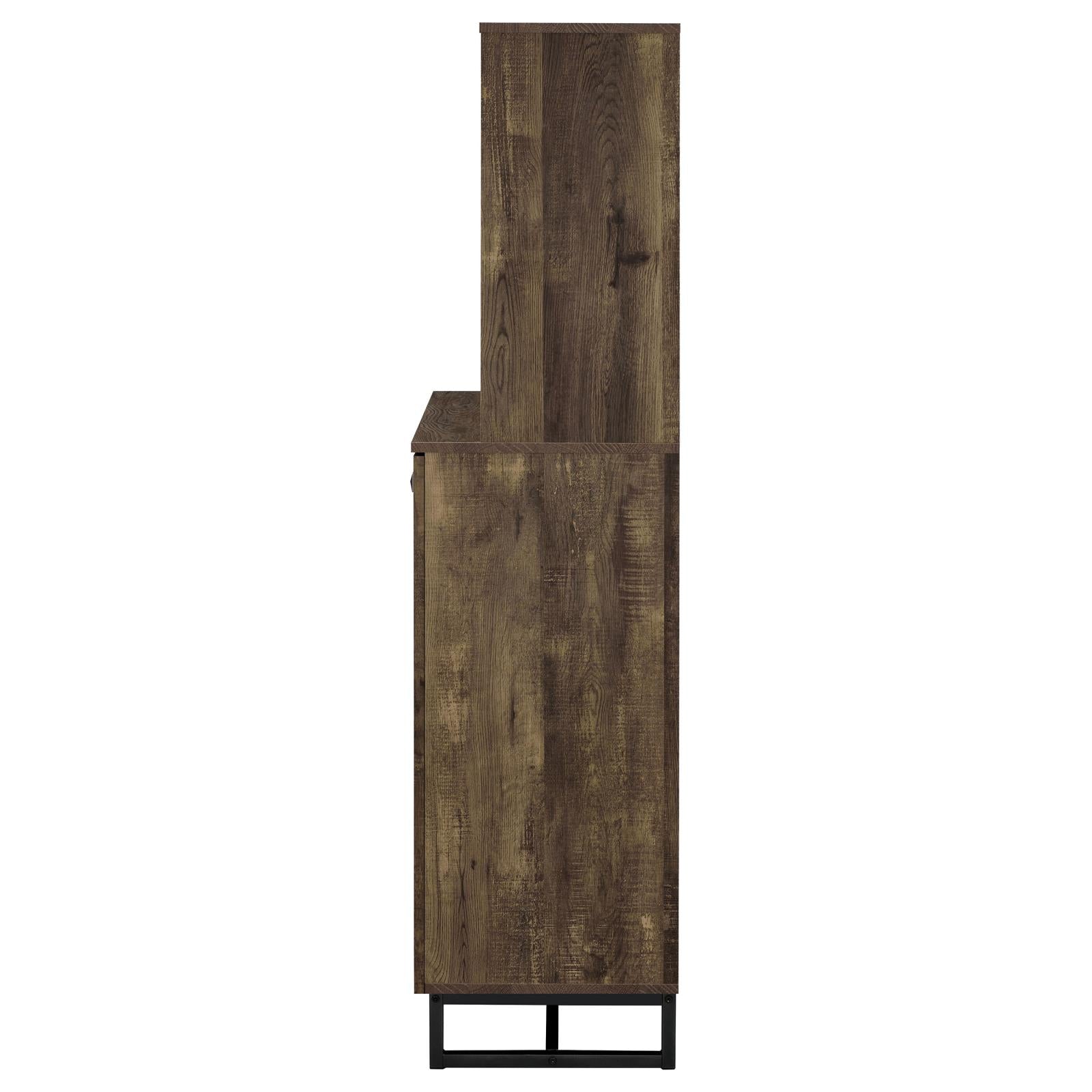 Mendoza Rustic Oak Herringbone/Gunmetal 2-Door Wine Cabinet - 182082 - Bien Home Furniture & Electronics