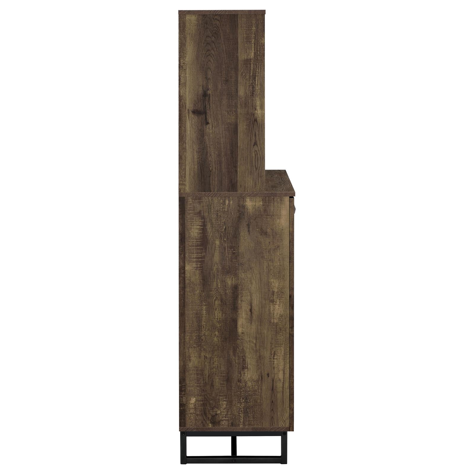 Mendoza Rustic Oak Herringbone/Gunmetal 2-Door Wine Cabinet - 182082 - Bien Home Furniture & Electronics