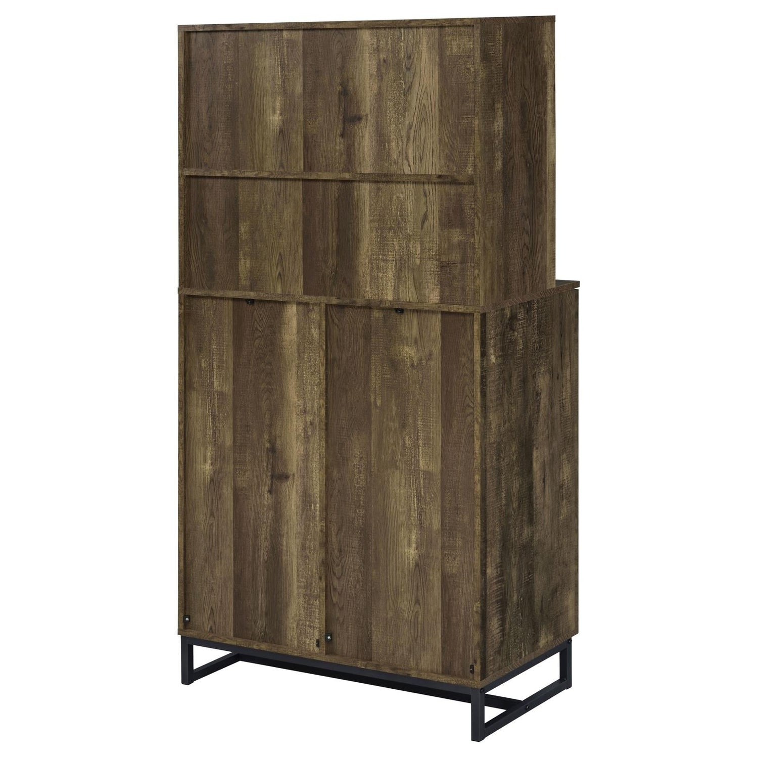 Mendoza Rustic Oak Herringbone/Gunmetal 2-Door Wine Cabinet - 182082 - Bien Home Furniture & Electronics