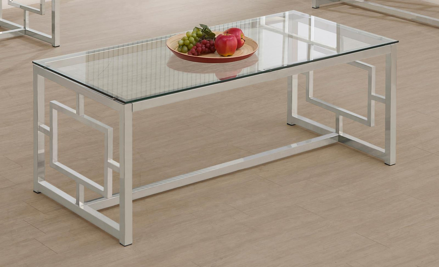 Merced Nickel Rectangle Glass Top Coffee Table - 703738 - Bien Home Furniture & Electronics