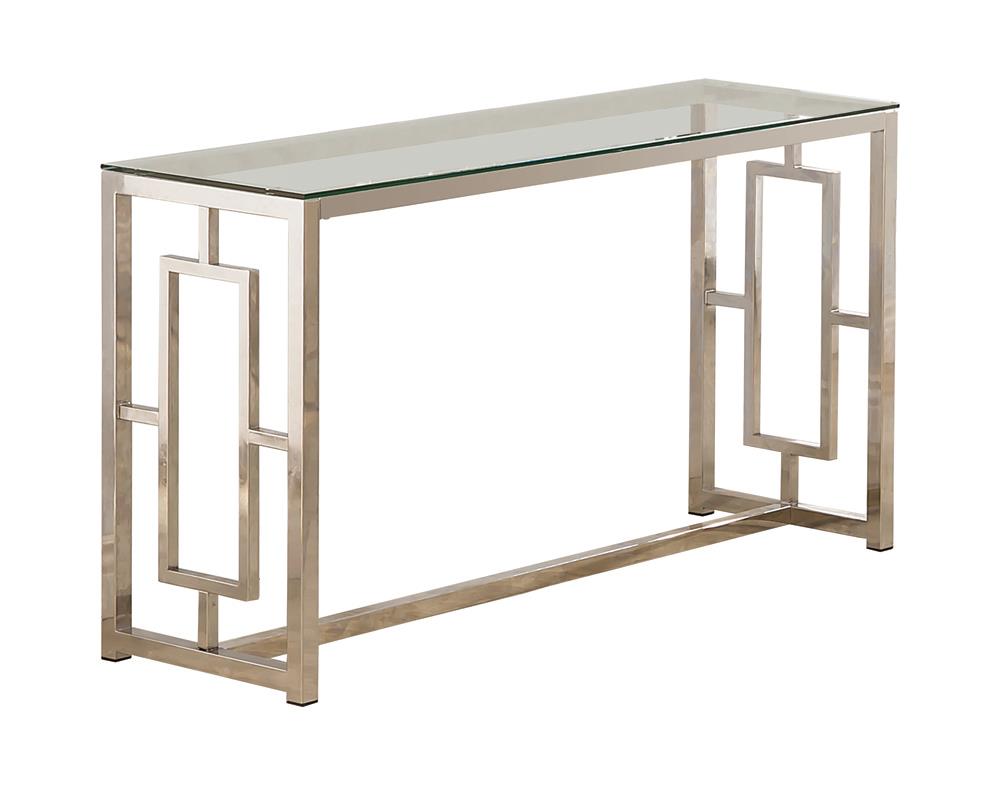 Merced Rectangle Glass Top Sofa Table Nickel - 703739 - Bien Home Furniture &amp; Electronics