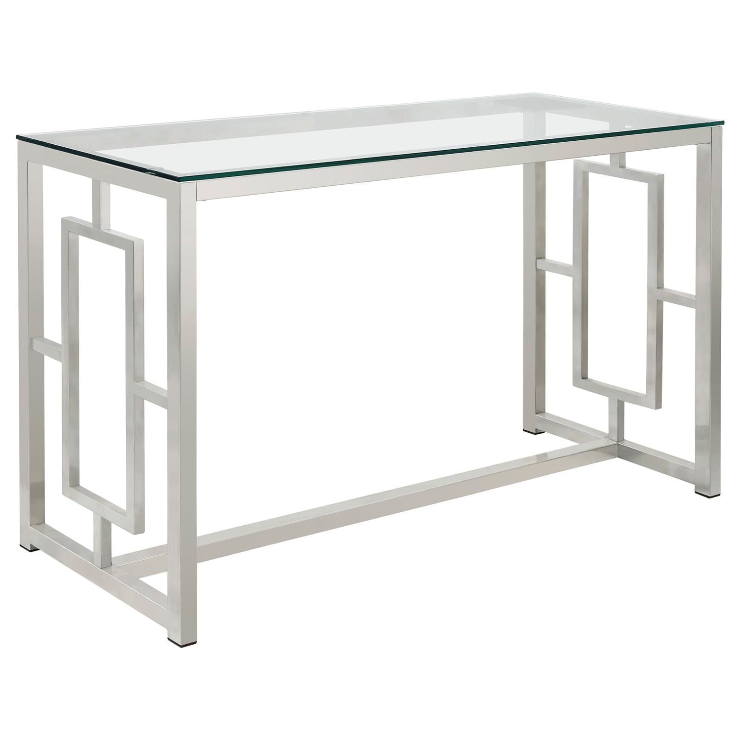 Merced Rectangle Glass Top Sofa Table Nickel - 703739 - Bien Home Furniture & Electronics