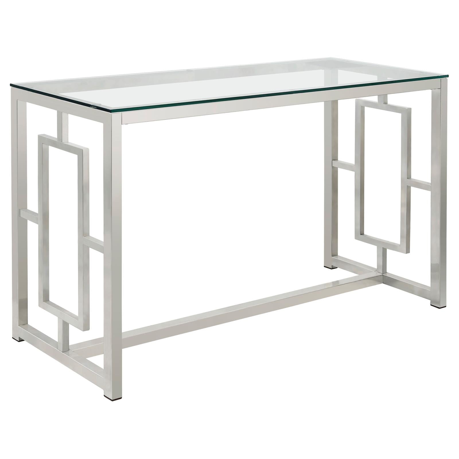 Merced Rectangle Glass Top Sofa Table Nickel - 703739 - Bien Home Furniture &amp; Electronics