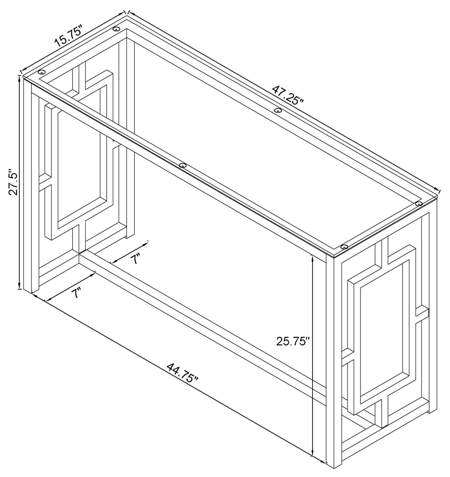 Merced Rectangle Glass Top Sofa Table Nickel - 703739 - Bien Home Furniture & Electronics
