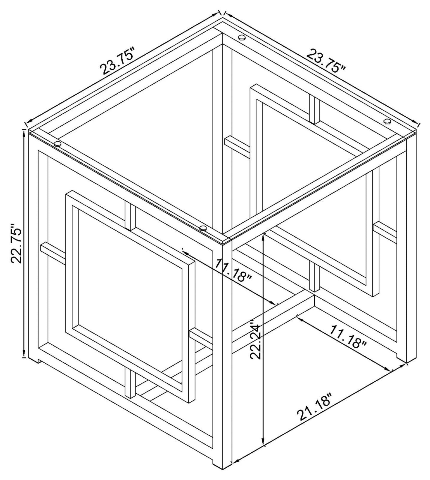 Merced Square Tempered Glass Top End Table Nickel - 703737 - Bien Home Furniture & Electronics