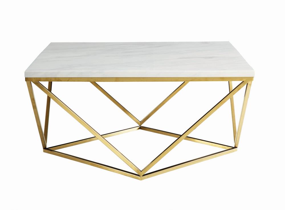 Meryl White/Gold Square Coffee Table - 700846 - Bien Home Furniture & Electronics