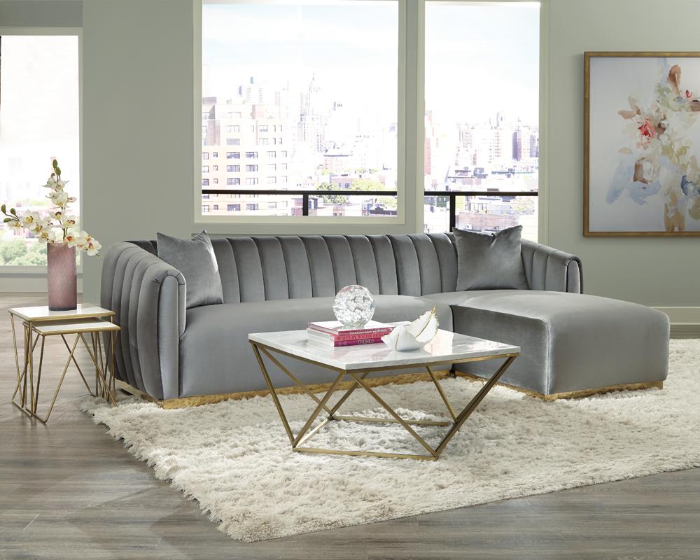 Meryl White/Gold Square Coffee Table - 700846 - Bien Home Furniture & Electronics