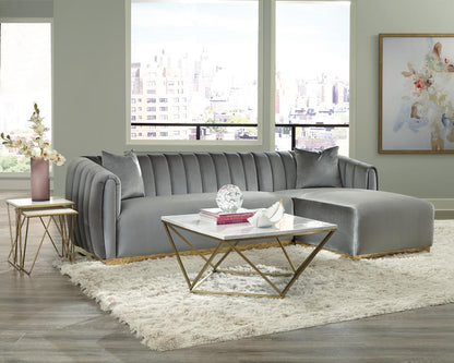 Meryl White/Gold Square Coffee Table - 700846 - Bien Home Furniture &amp; Electronics