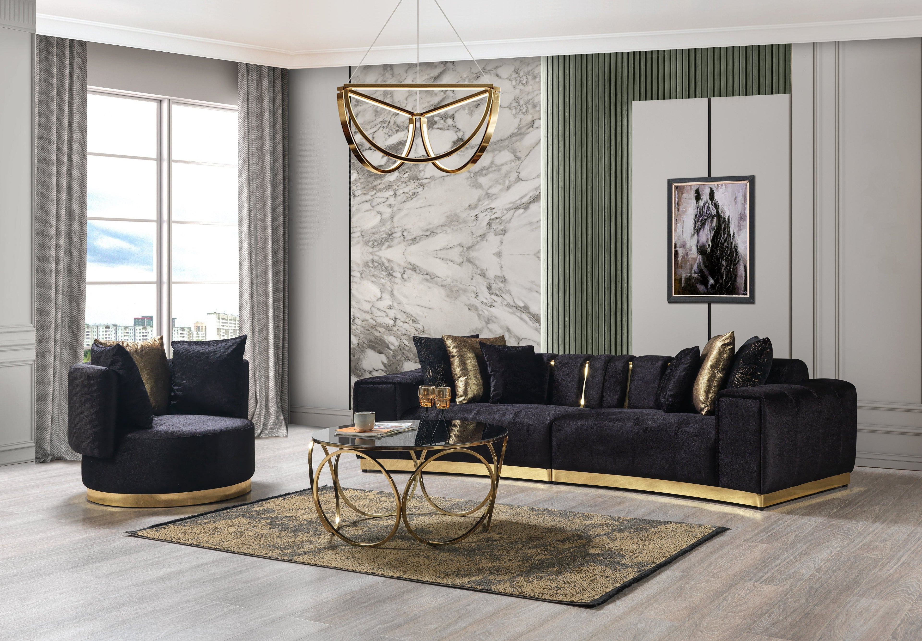 Michelle Black Velvet Chair - MICHELLE BK-CH - Bien Home Furniture & Electronics