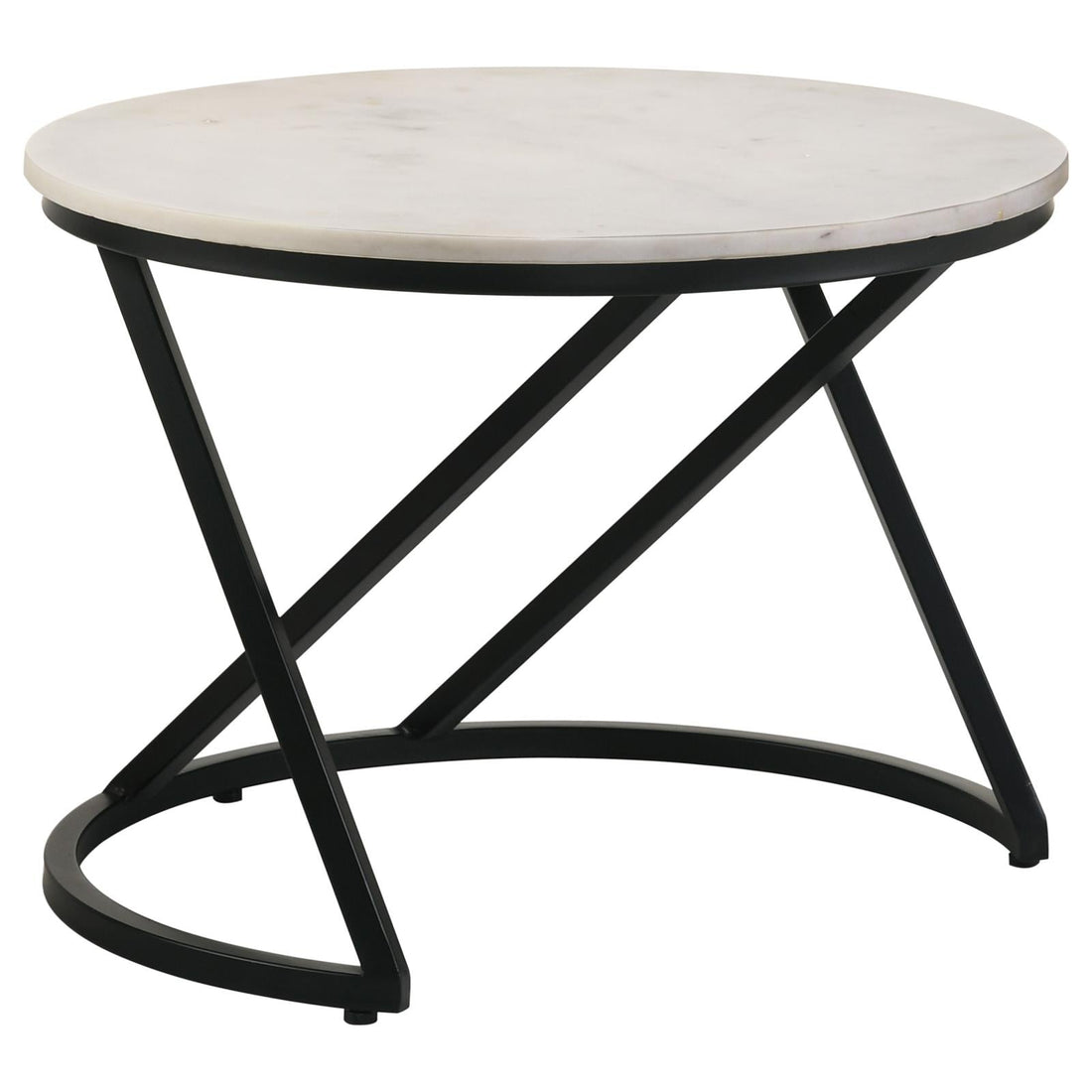 Miguel White/Black Marble Top Round Accent Table - 931227 - Bien Home Furniture &amp; Electronics