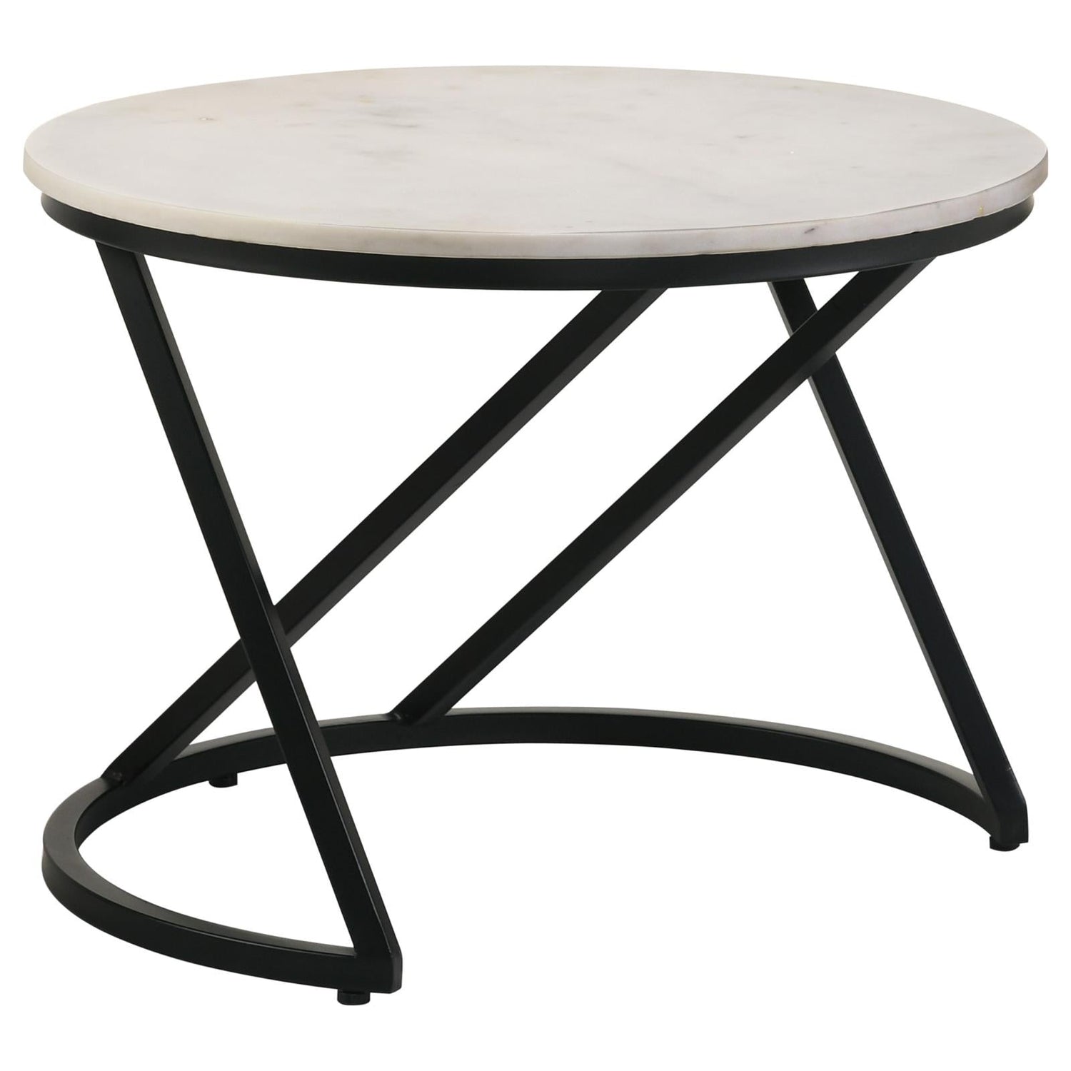 Miguel White/Black Marble Top Round Accent Table - 931227 - Bien Home Furniture & Electronics