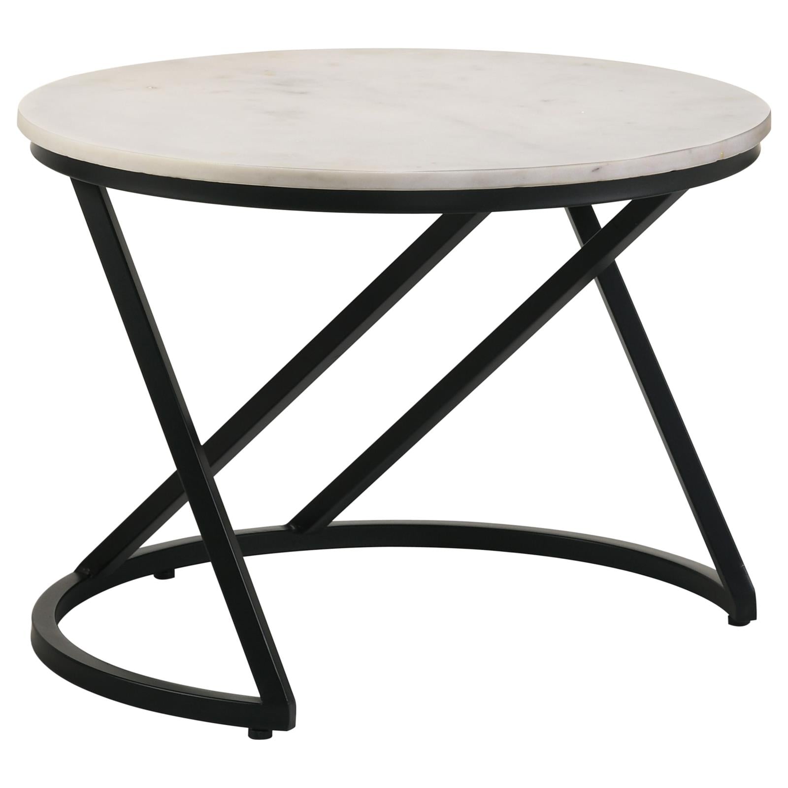 Miguel White/Black Marble Top Round Accent Table - 931227 - Bien Home Furniture & Electronics