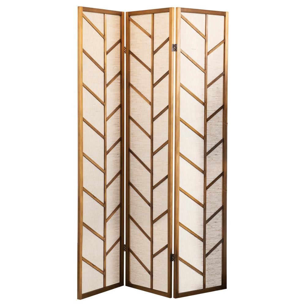 Mila Foldable 3-Panel Screen Walnut/Linen - 962923 - Bien Home Furniture & Electronics