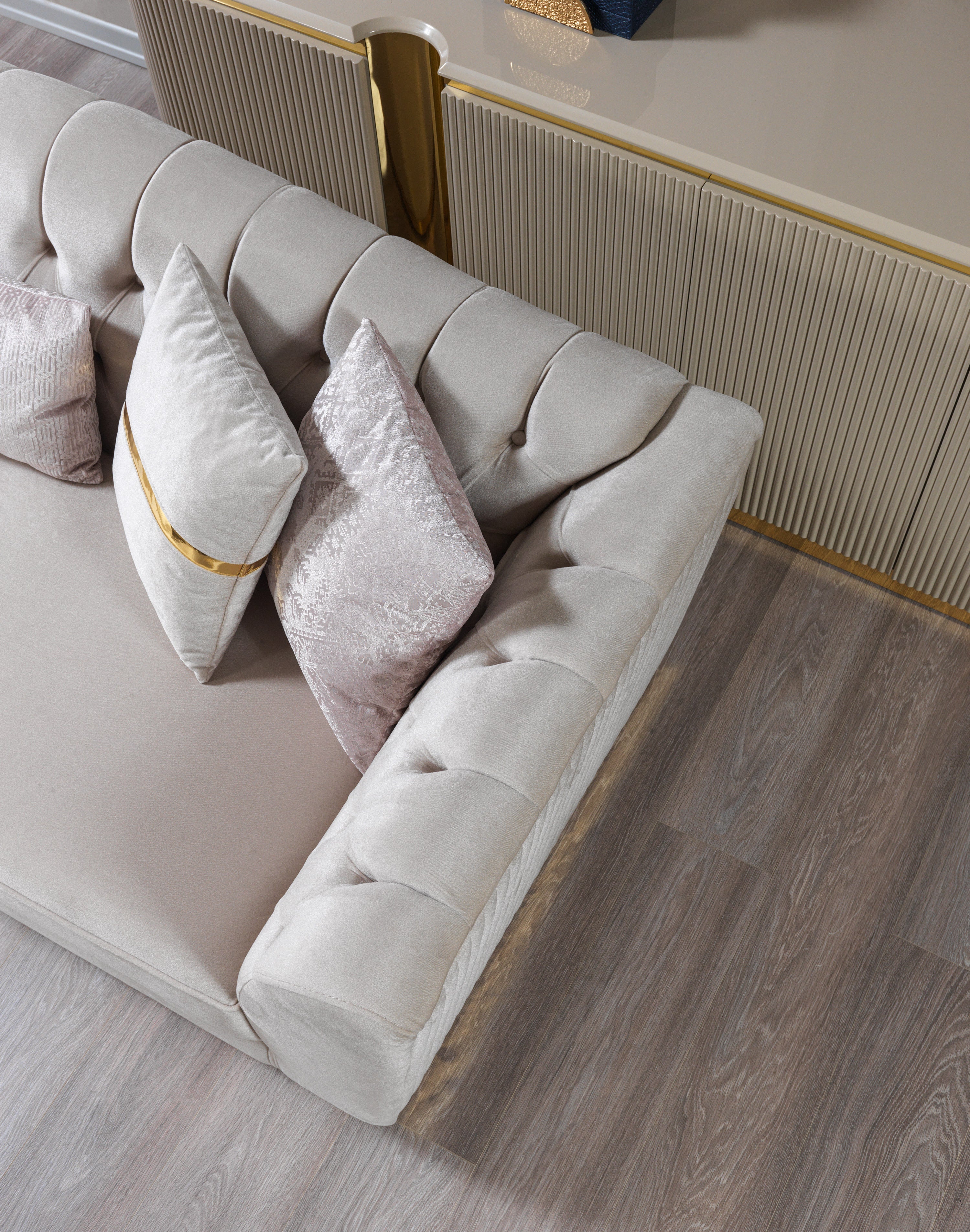 Milena Ivory Velvet Sofa & Loveseat - MILENAIV-SL - Bien Home Furniture & Electronics