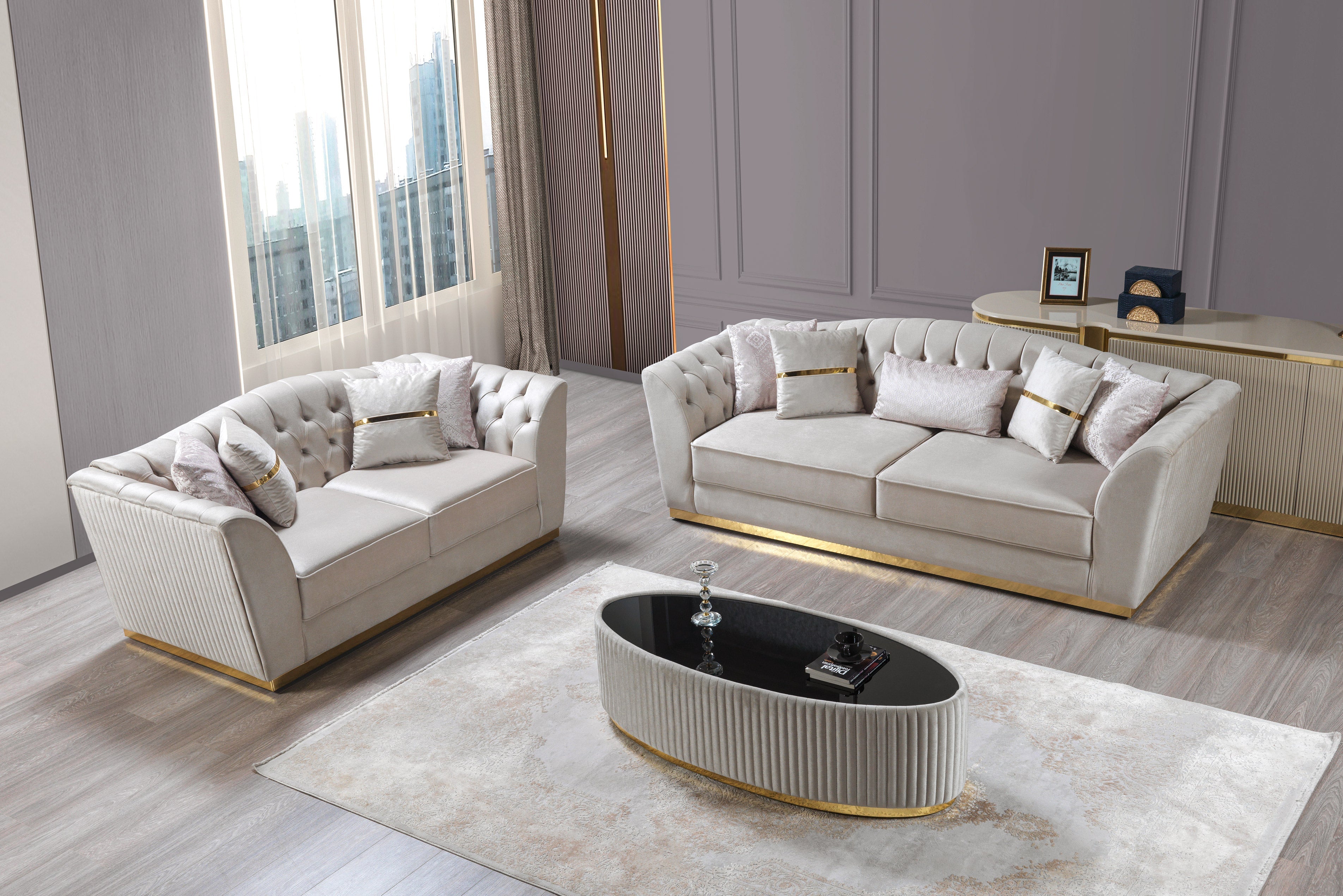 Milena Ivory Velvet Sofa & Loveseat - MILENAIV-SL - Bien Home Furniture & Electronics