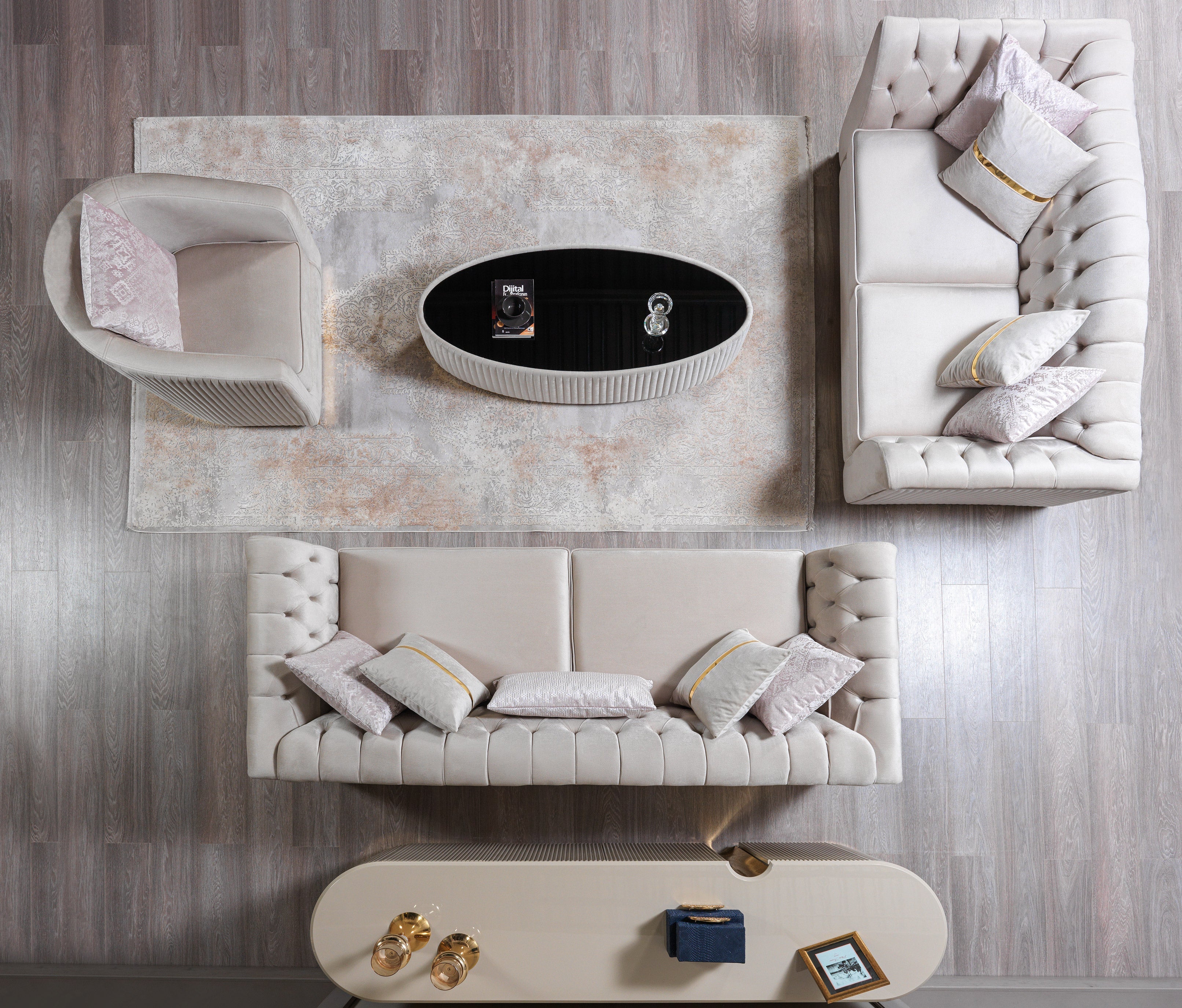 Milena Ivory Velvet Sofa & Loveseat - MILENAIV-SL - Bien Home Furniture & Electronics