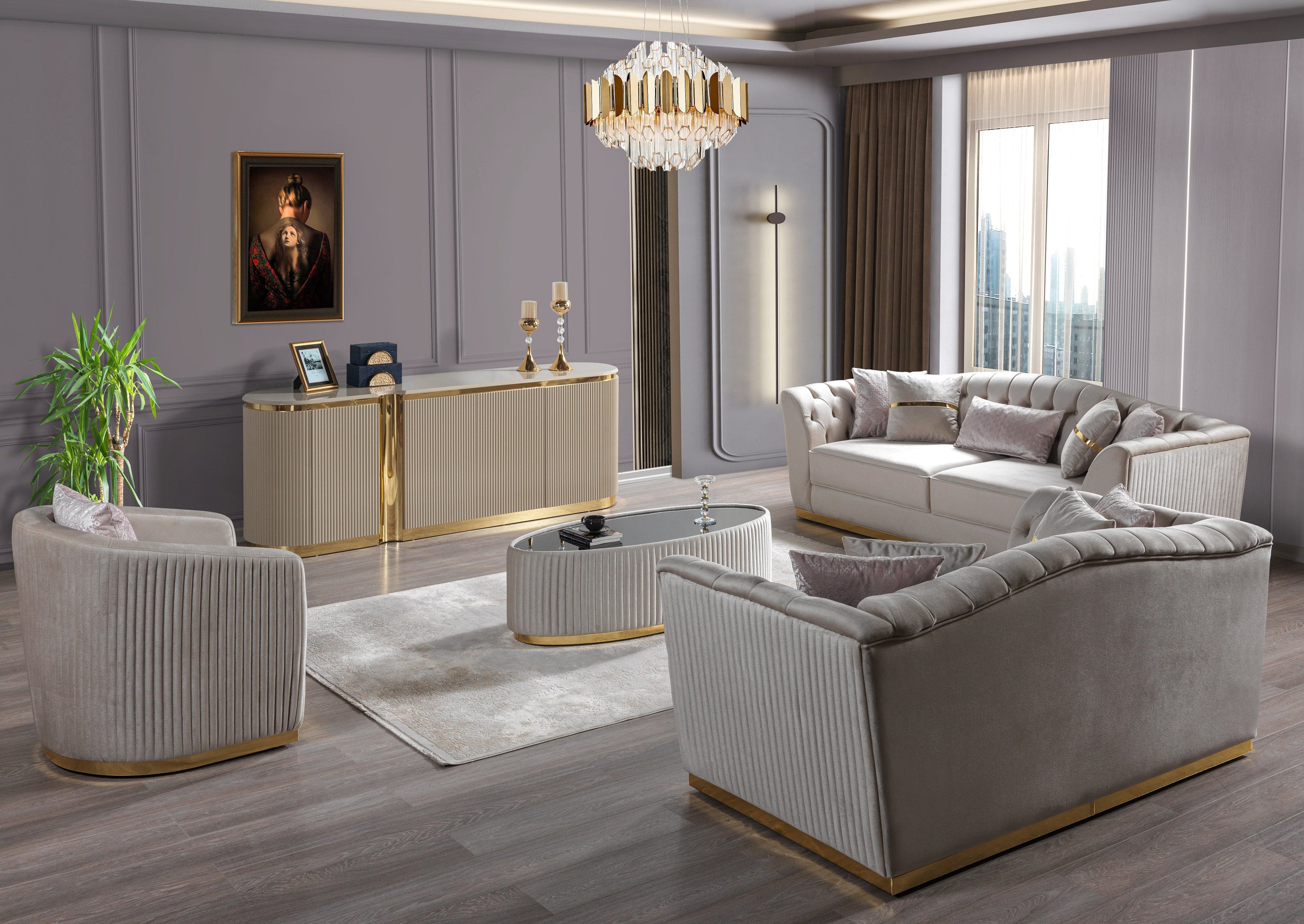Milena Ivory Velvet Sofa & Loveseat - MILENAIV-SL - Bien Home Furniture & Electronics
