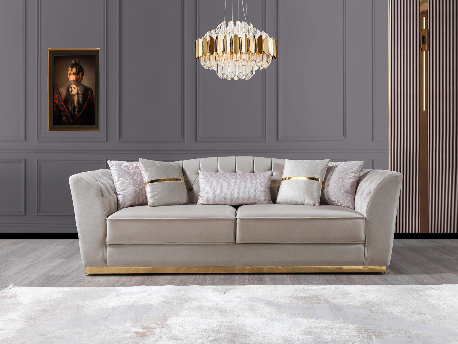 Milena Ivory Velvet Sofa & Loveseat - MILENAIV-SL - Bien Home Furniture & Electronics
