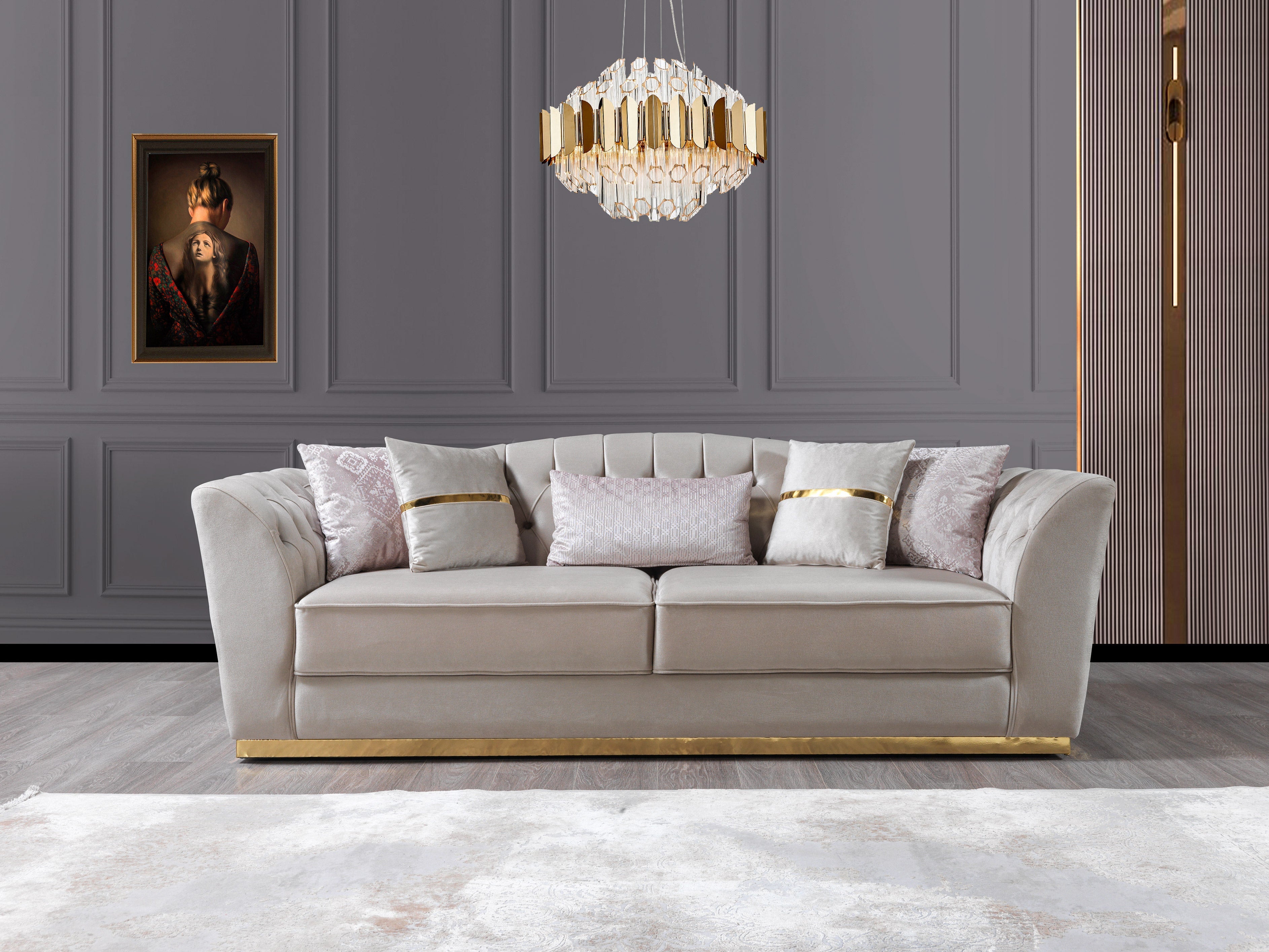 Milena Ivory Velvet Sofa & Loveseat - MILENAIV-SL - Bien Home Furniture & Electronics