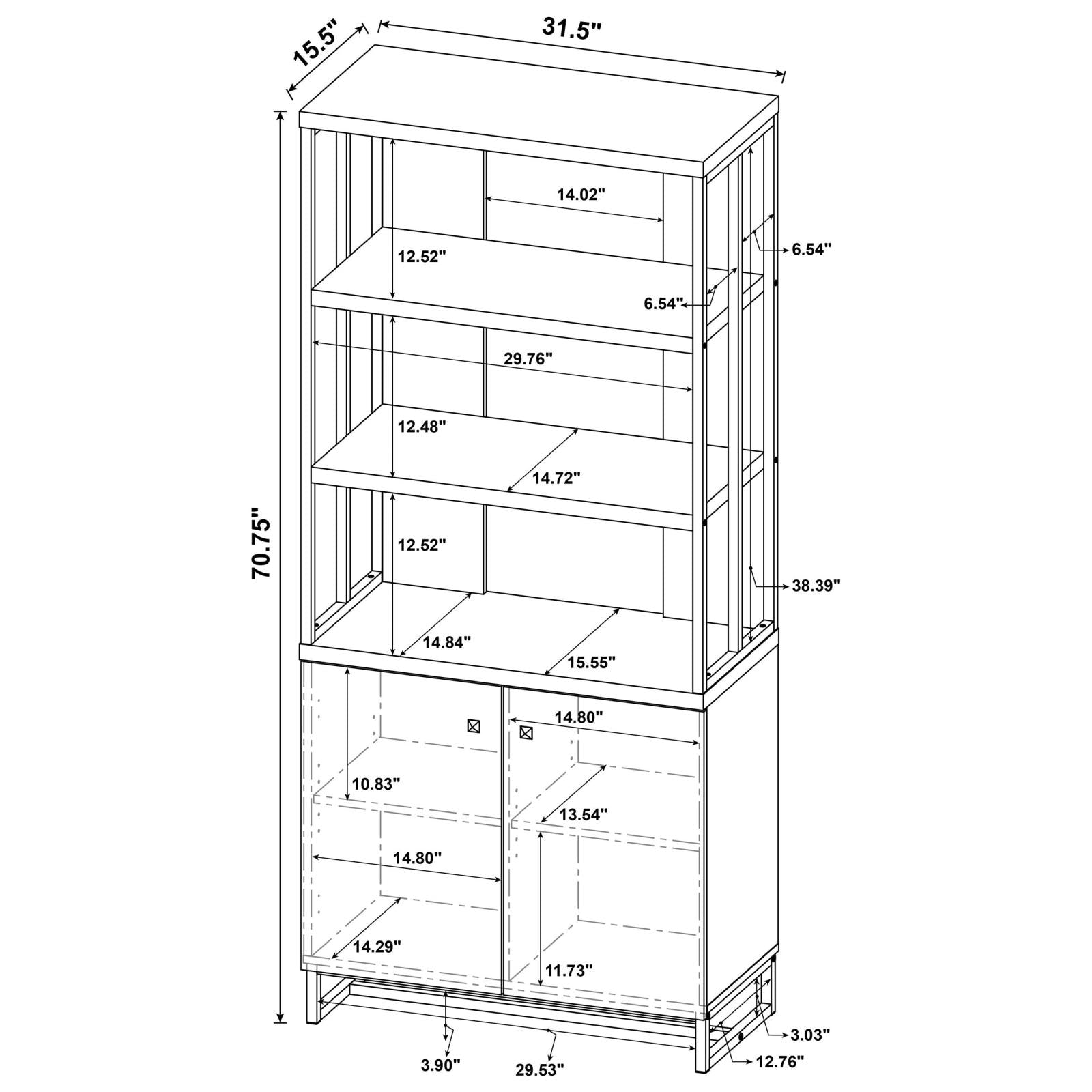 Millbrook Rustic Oak Herringbone/Gunmetal 2-Door Bookcase - 882093 - Bien Home Furniture &amp; Electronics