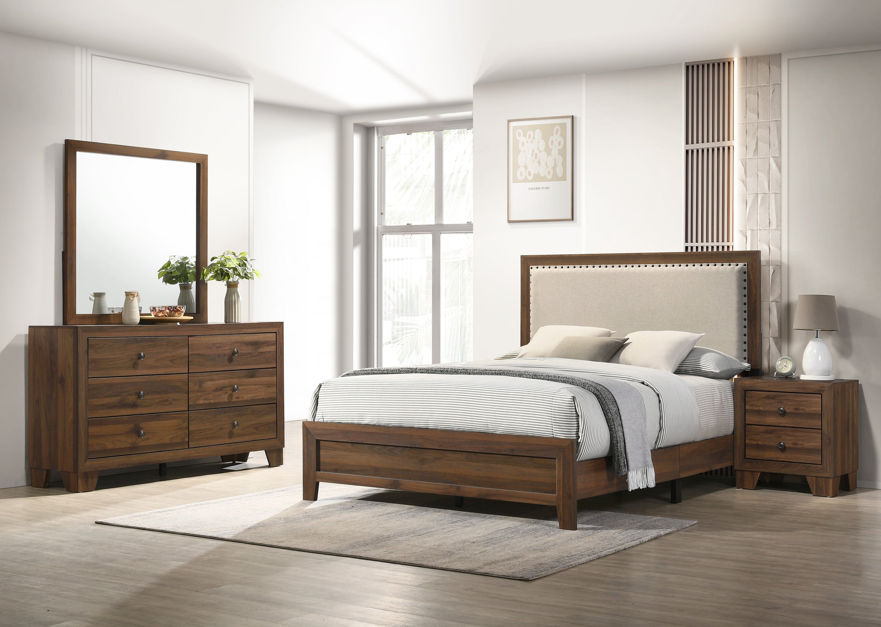 Mille Cherry Brown Upholstered Youth Bedroom Set - SET | B9255-T-BED | B9250-2 | B9250-4 - Bien Home Furniture & Electronics