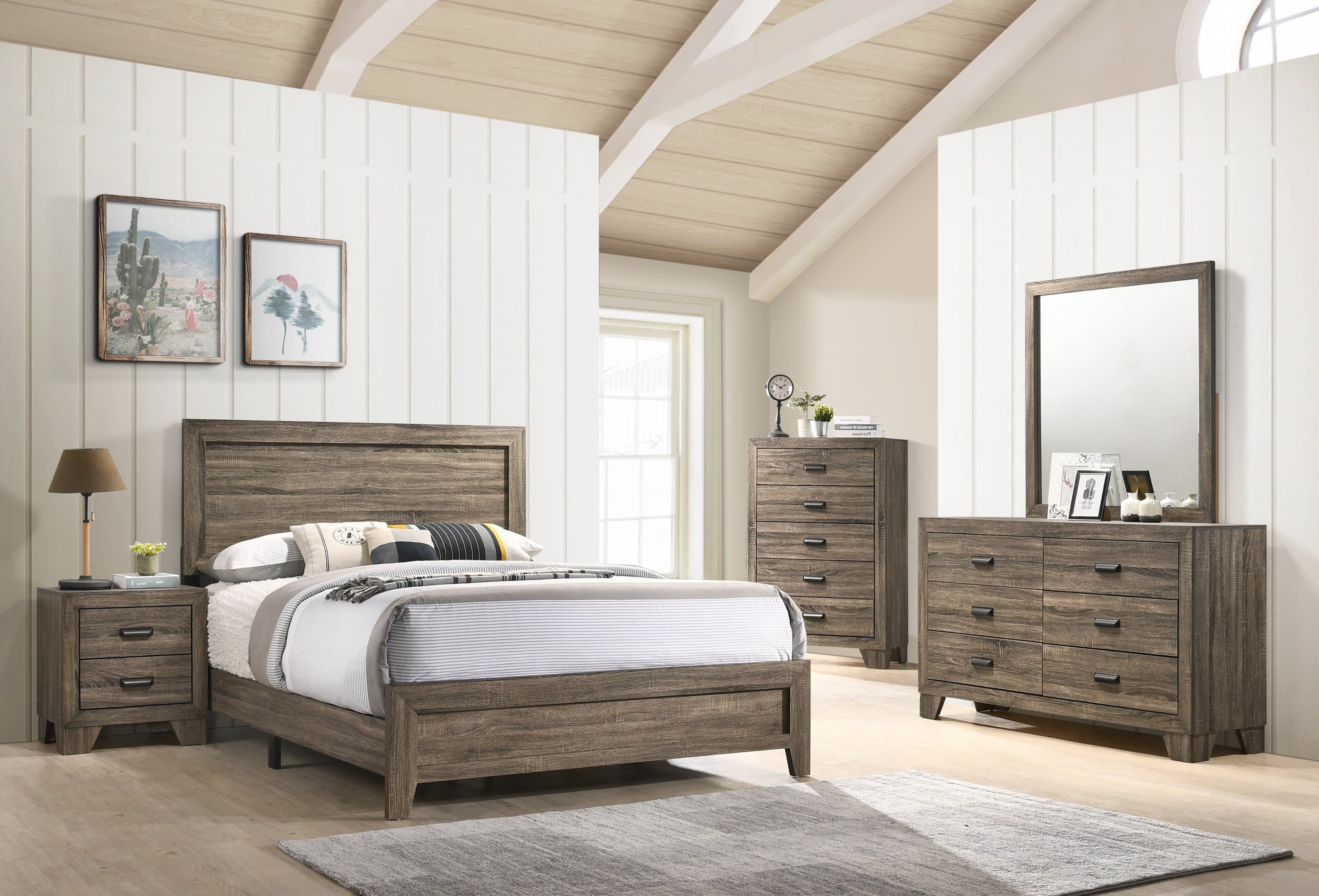 Millie Brown Panel Bedroom Set - SET | B9200-Q-BED | B9200-1 | B9200-11 | B9200-2 - Bien Home Furniture &amp; Electronics