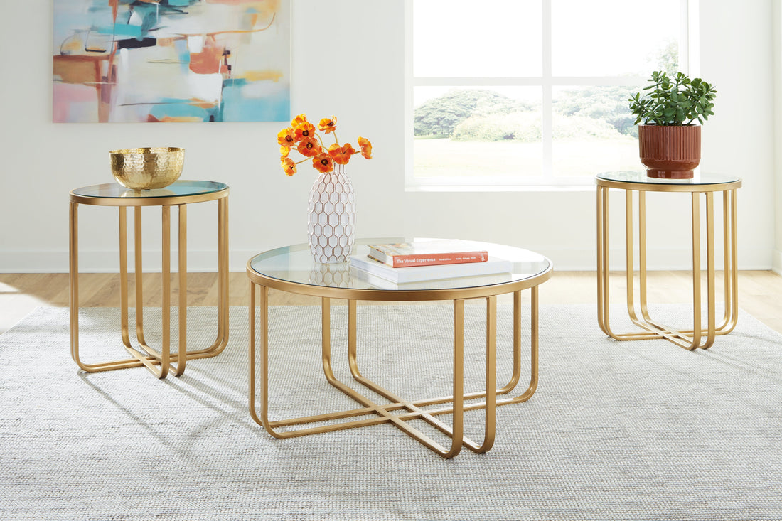 Milloton Gold Table (Set of 3) - T398-13 - Bien Home Furniture &amp; Electronics