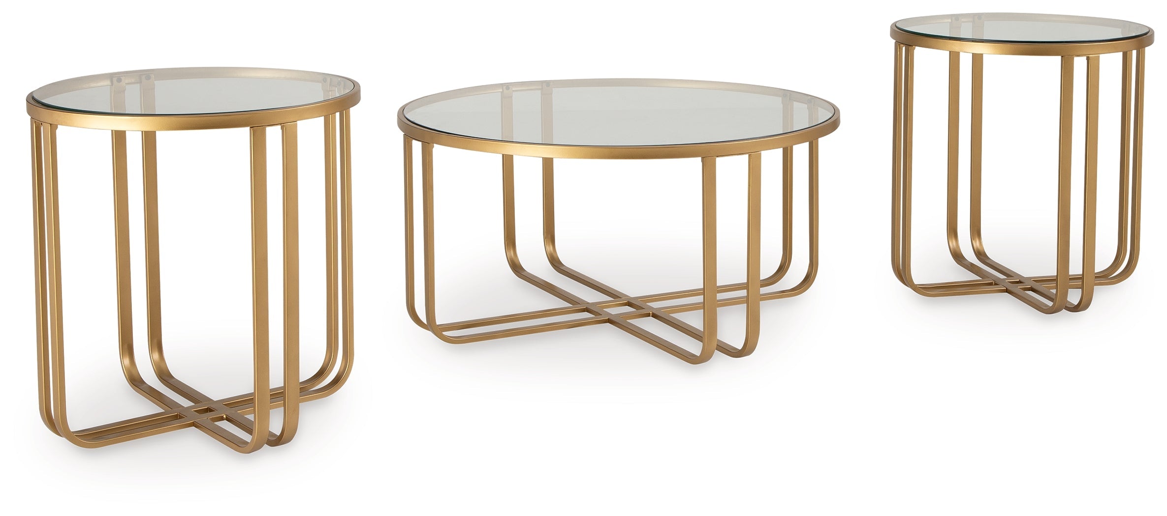 Milloton Gold Table (Set of 3) - T398-13 - Bien Home Furniture & Electronics