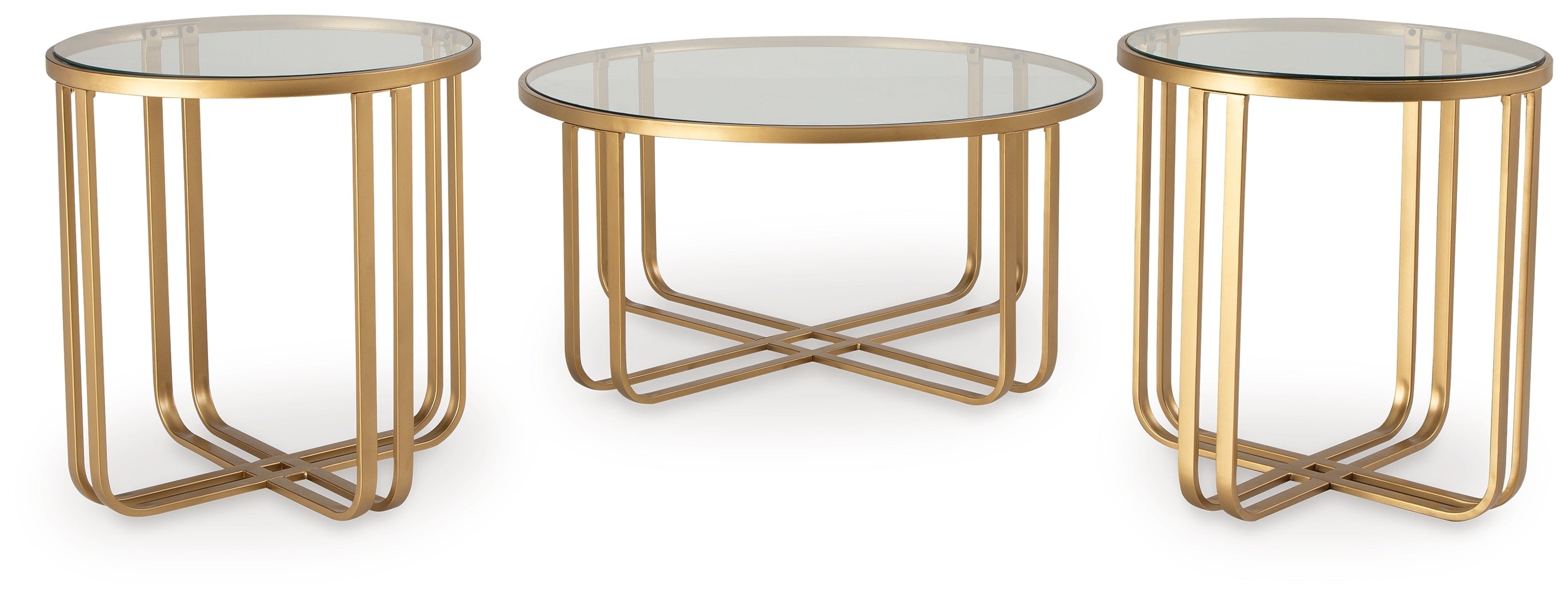 Milloton Gold Table (Set of 3) - T398-13 - Bien Home Furniture & Electronics