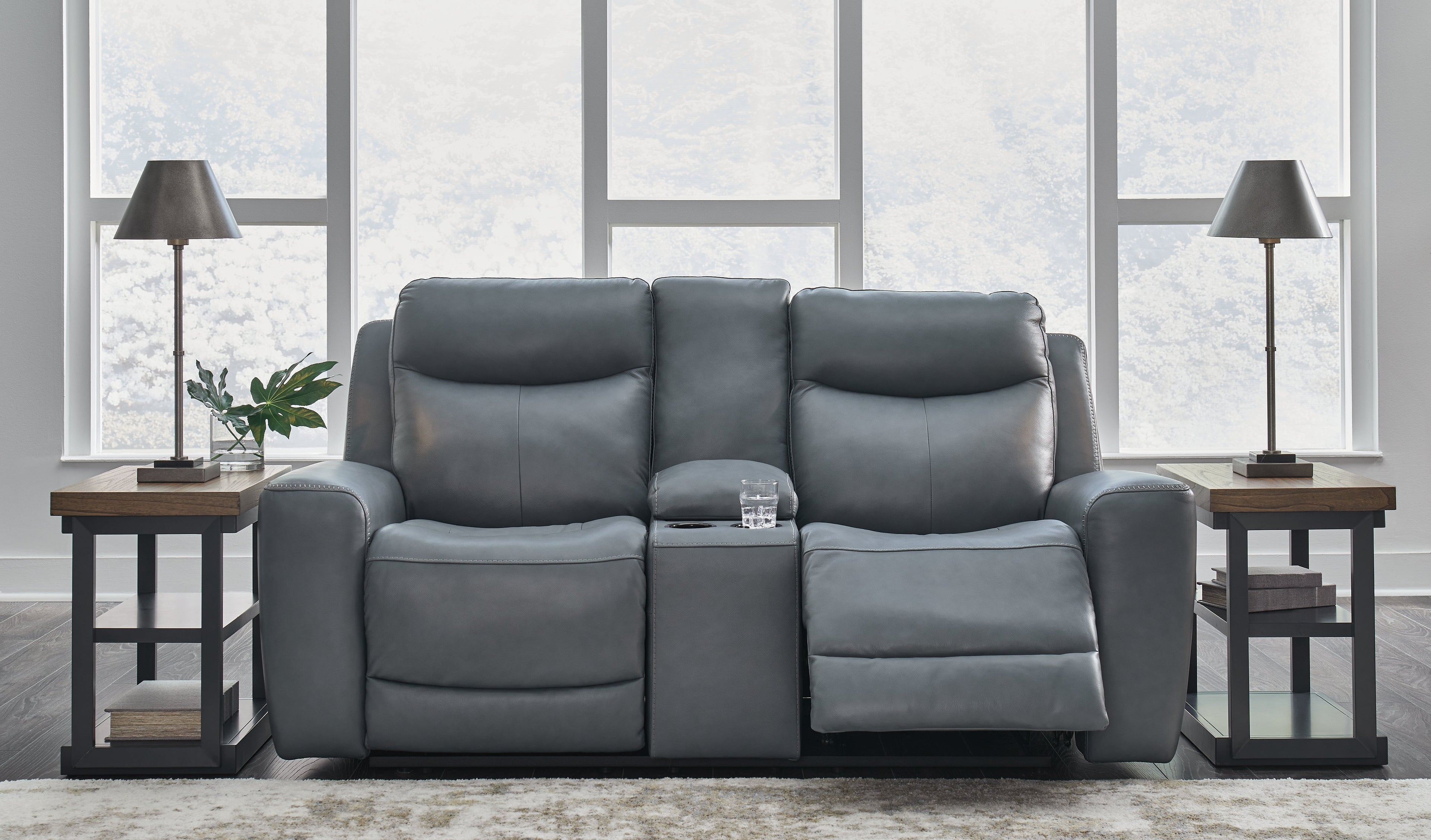 Mindanao Steel Power Reclining Loveseat with Console - U5950418 - Bien Home Furniture & Electronics