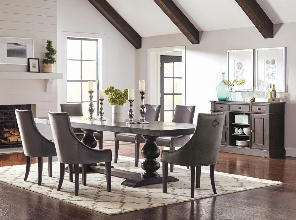 Mindy Gray Upholstered Demi Wing Chairs, Set of 2 - 121714 - Bien Home Furniture & Electronics