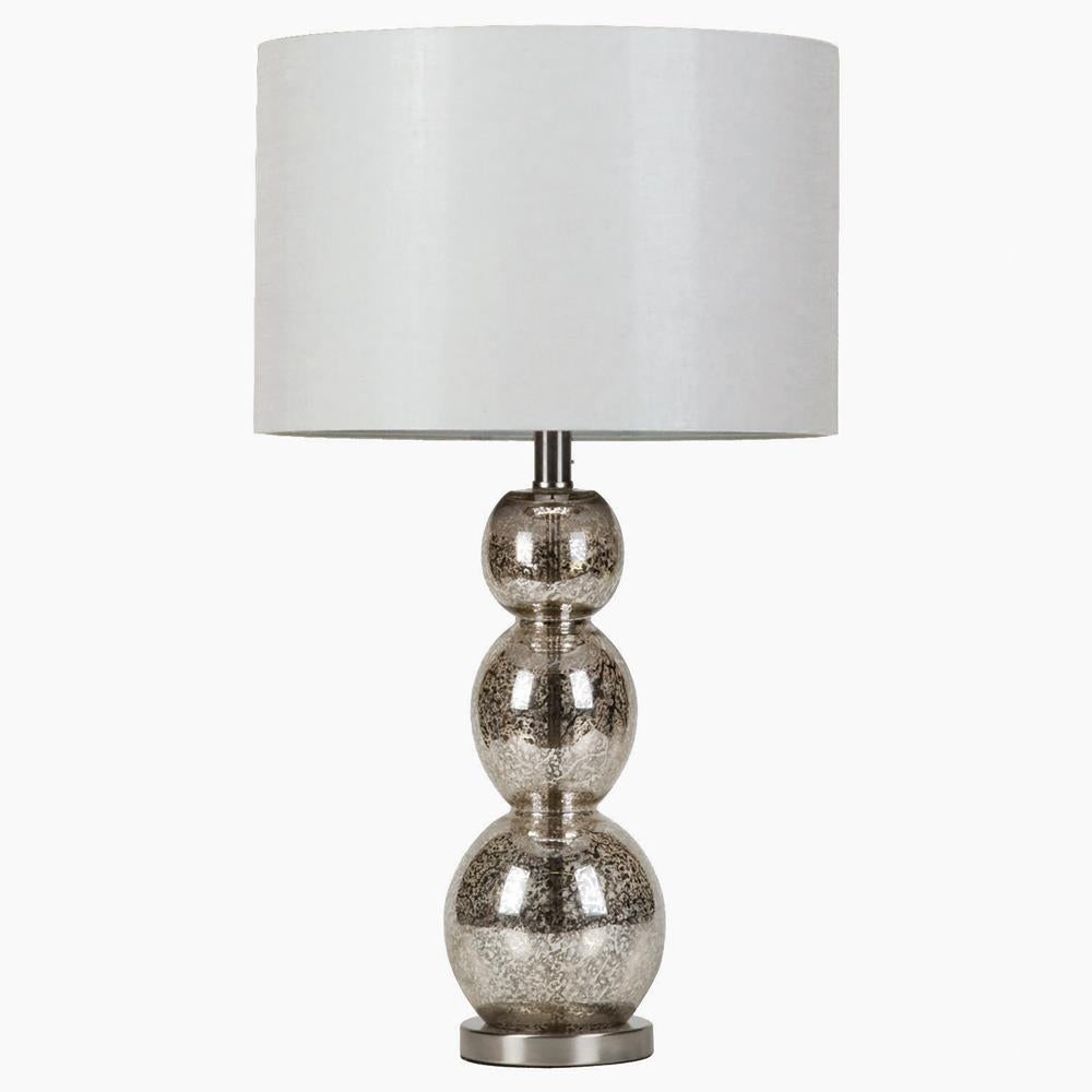 Mineta Drum Shade Table Lamp White/Antique Silver - 901185 - Bien Home Furniture &amp; Electronics