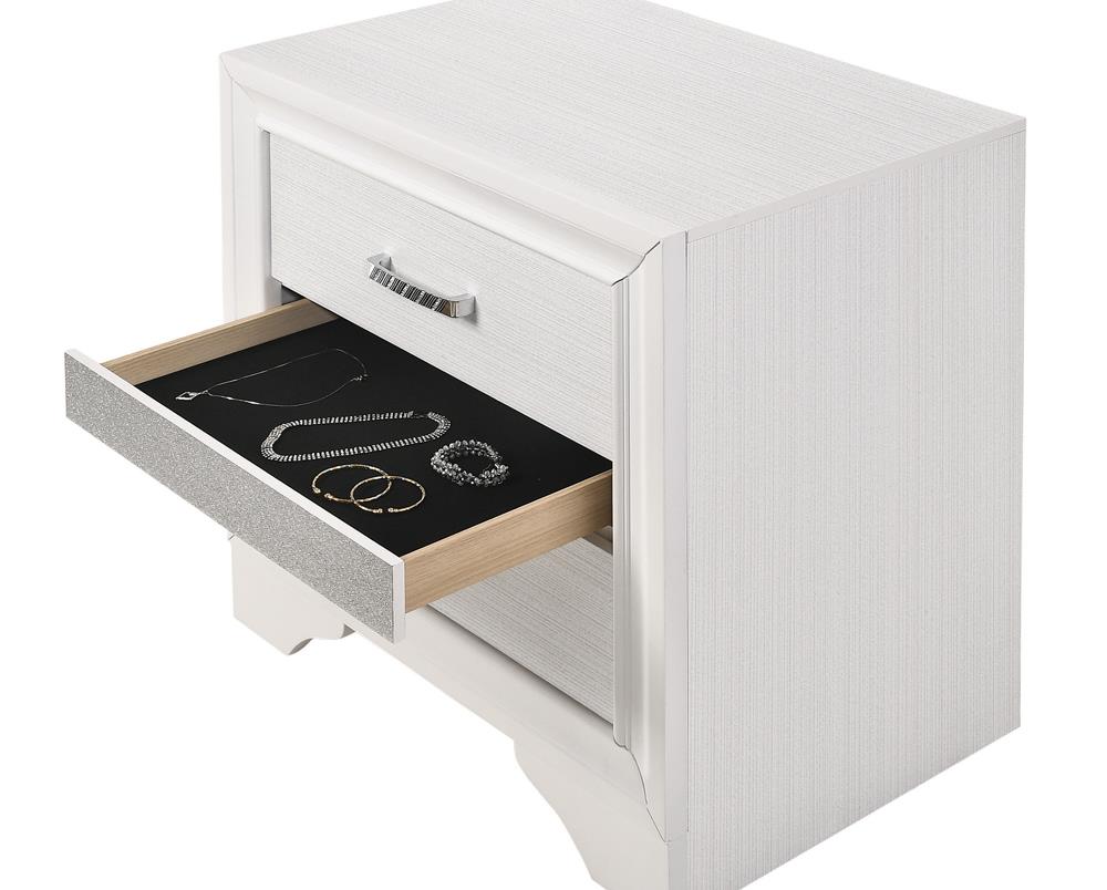Miranda 2-Drawer Nightstand Tray White - 205112 - Bien Home Furniture & Electronics