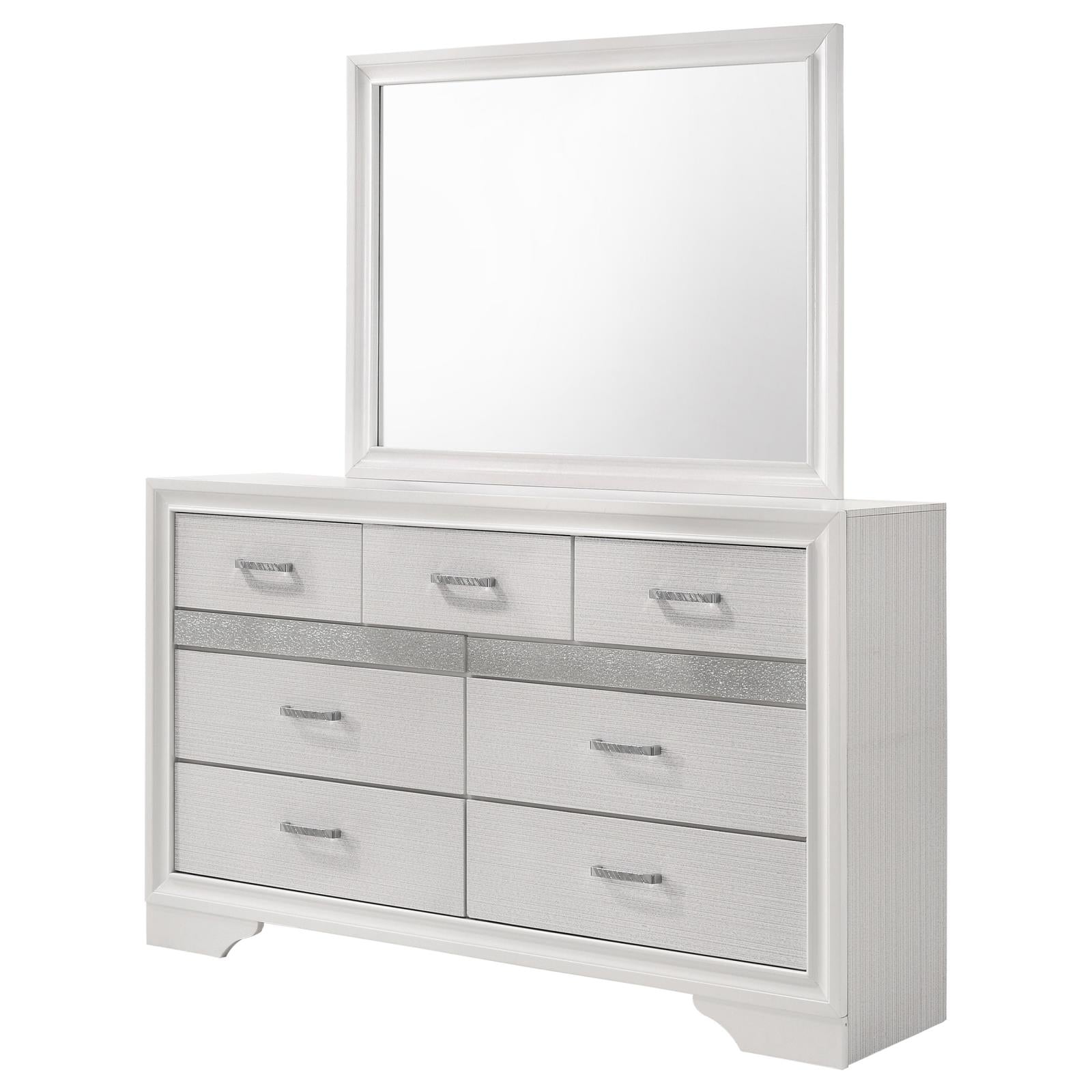 Miranda 7-drawer Dresser with Mirror White and Rhinestone - 205113M - Bien Home Furniture & Electronics