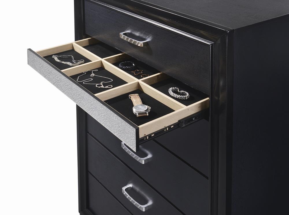 Miranda Black/Rhinestone 5-Drawer Chest - 206365 - Bien Home Furniture & Electronics