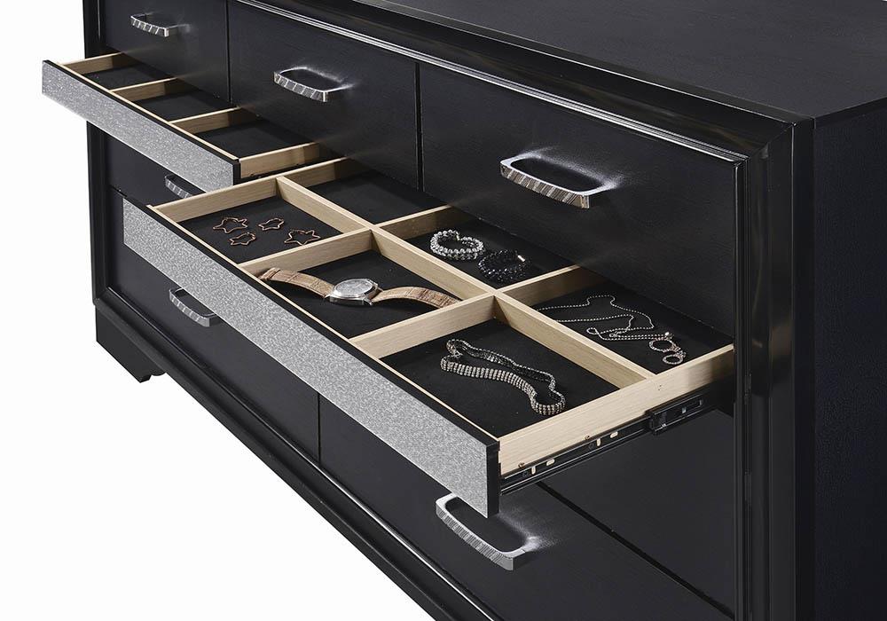 Miranda Black/Rhinestone 7-Drawer Dresser - 206363 - Bien Home Furniture & Electronics
