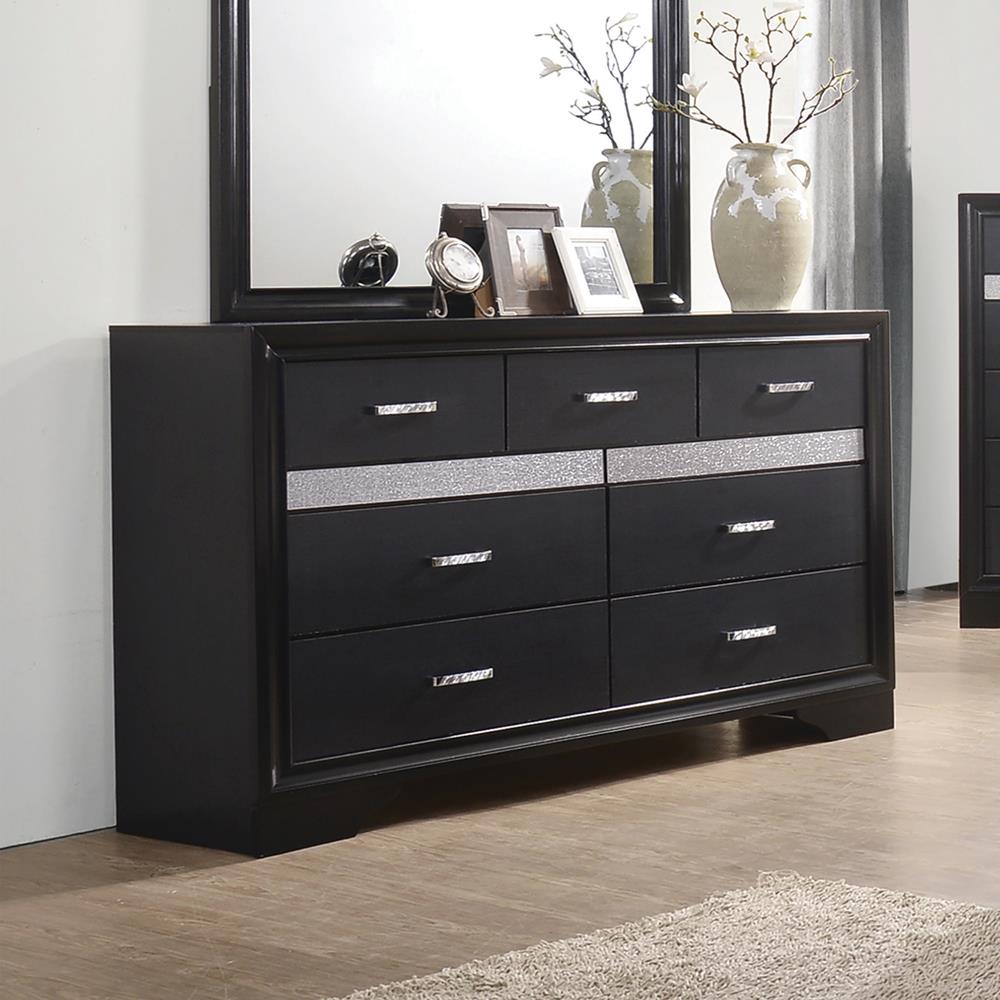 Miranda Black/Rhinestone 7-Drawer Dresser - 206363 - Bien Home Furniture & Electronics