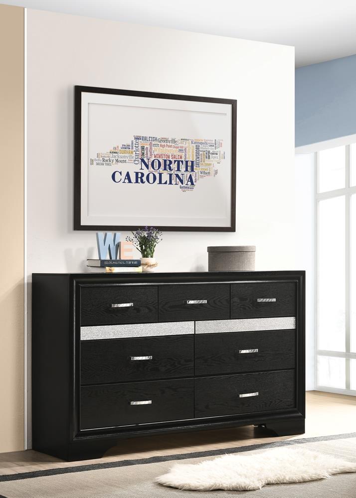 Miranda Black/Rhinestone 7-Drawer Dresser - 206363 - Bien Home Furniture & Electronics