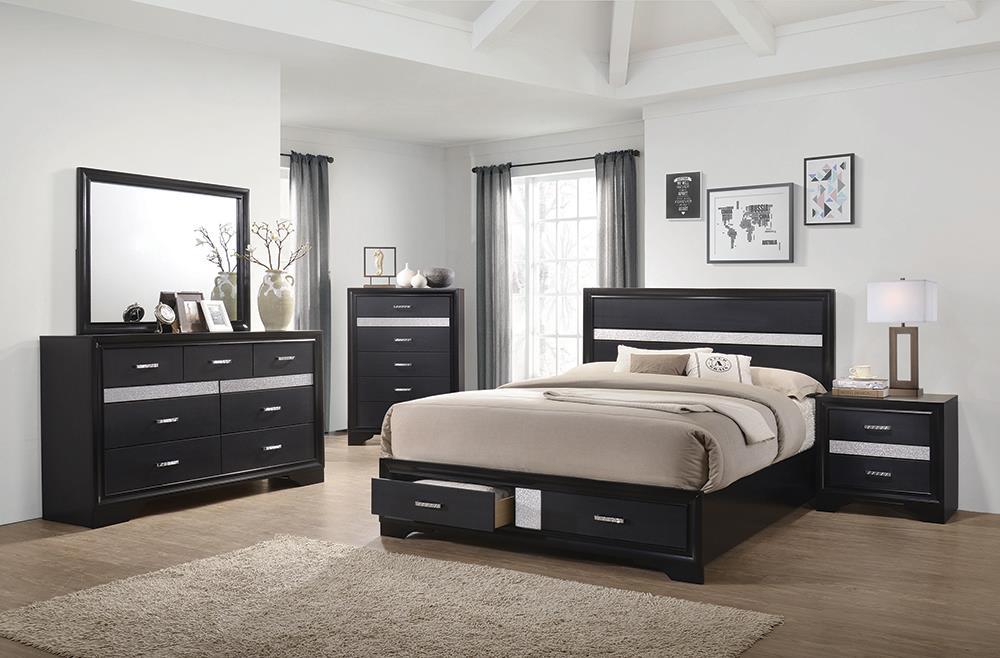 Miranda Eastern King 2-Drawer Storage Bed Black - 206361KE - Bien Home Furniture & Electronics