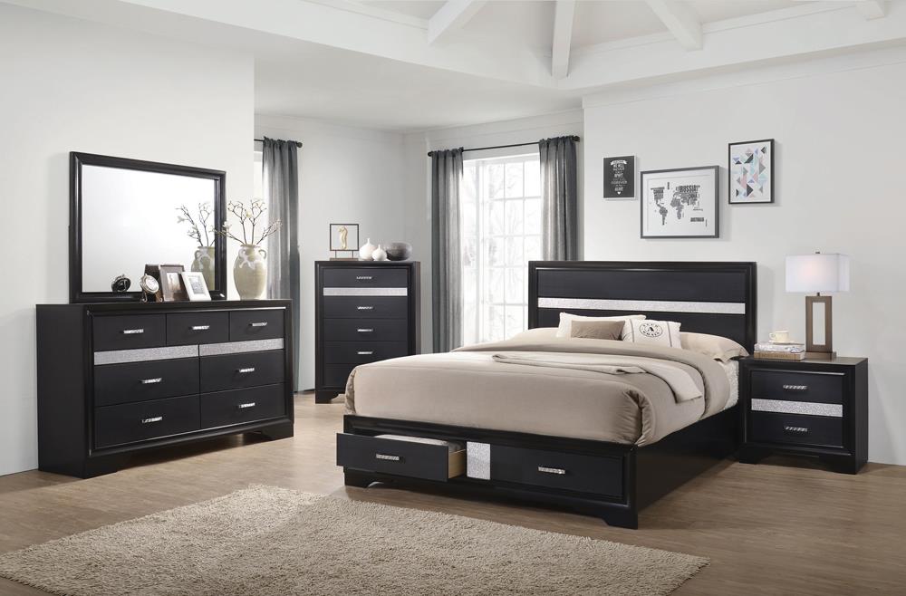 Miranda Eastern King 2-Drawer Storage Bed Black - 206361KE - Bien Home Furniture & Electronics
