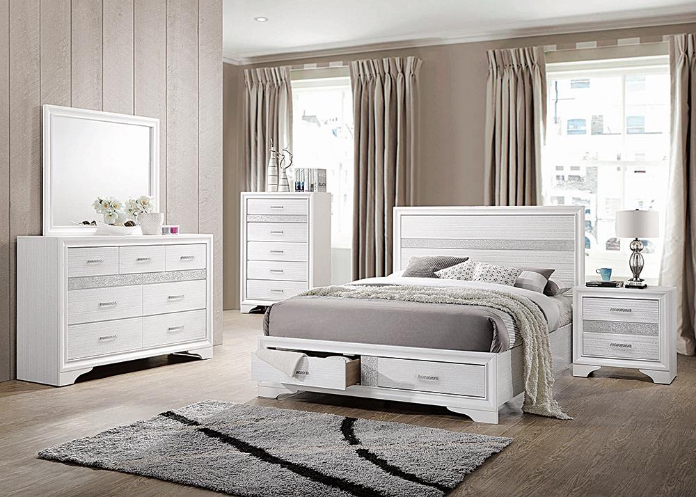Miranda Eastern King 2-Drawer Storage Bed White - 205111KE - Bien Home Furniture & Electronics