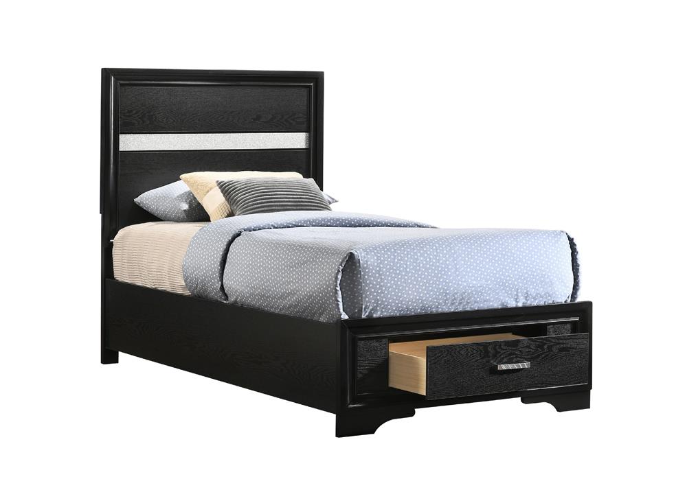 Miranda Twin Storage Bed Black - 206361T - Bien Home Furniture & Electronics