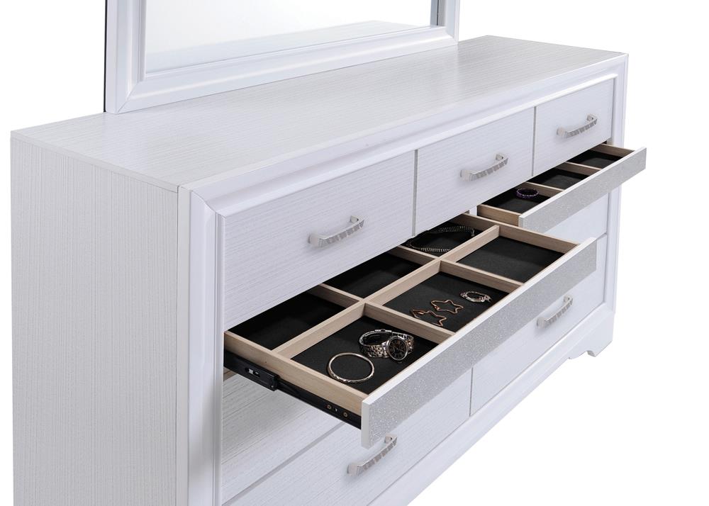 Miranda White/Rhinestone 7-Drawer Dresser - 205113 - Bien Home Furniture & Electronics